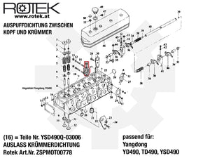 Auspuffdichtung YSD490Q-03006 03006 Yangdong