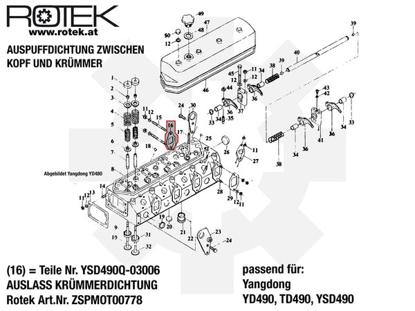 Auspuffdichtung YSD490Q-03006 03006 Yangdong
