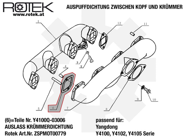 Auspuffdichtung Y4100Q-03006 03006 Yangdong