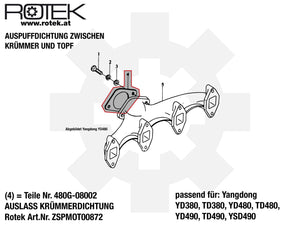 Auspuffdichtung 480G-08002 08002 Yangdong