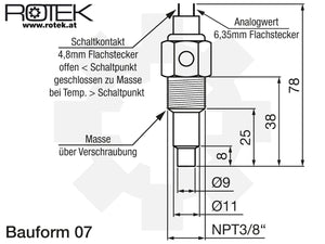 Öltemperatursensor NPT 3/8 Zoll