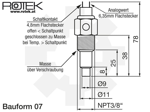 Öltemperatursensor NPT 3/8 Zoll