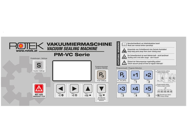 Panel Sticker / Frontplatten Aufkleber für Rotek VC-400/VC-600/VC-6002 Vakuumierer Serie