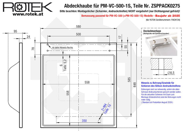 Abdeckhaube PM-VC-500-T-1S