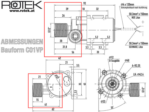  Mini DC-Pumpe WPDC Pump Cover ½”