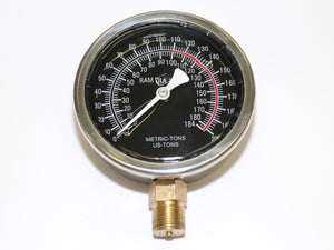 100T (bis 1100 Bar) Manometer, anzeige in metrischen und US-Tonnen, für Werkstattpressen und andere Hydraulische Geräte mit 150mm Kolbendurchmesser